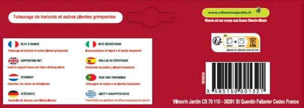 Croissance et protection des végétaux - Filet à Ramer - 2 m x 5 m - MEDIA_PACKAGING_VERSO